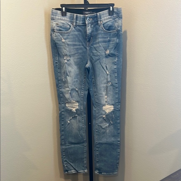 Torrid Blue Straight Leg Jeans with Distressed Details - Picture 1 of 3